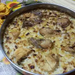 Домашно пиле с ориз, картофи и зеленчуци