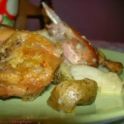 Заек на фурна с пресни картофи