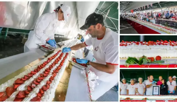 Изработиха най-дългата ягодова торта в света. Вижте я!