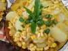 Картофена салата с царевица и зелен лук