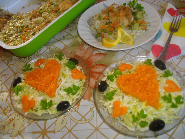 Лимонено пиле с ориз и зеленчуци