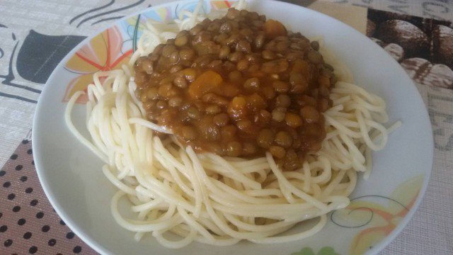 Спагети с леща