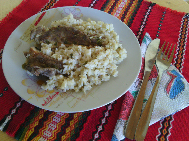 Агешко с ориз и булгур на фурна