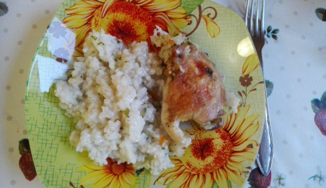 Бял ориз пиле и куркума