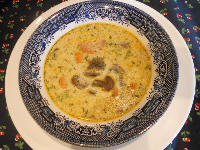 Гъбена супа с моркови и лук