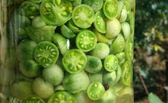 Зелени чери домати в буркани
